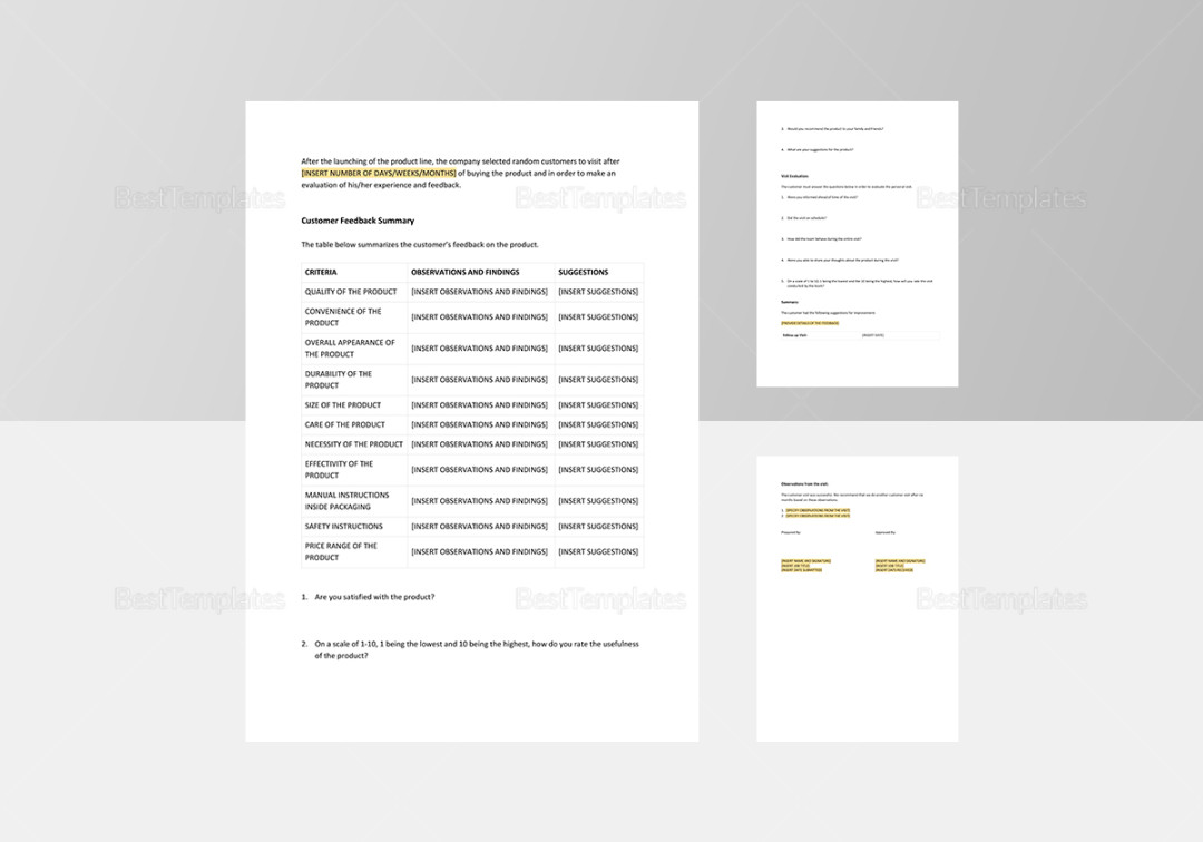 Customer Visit Report Template in Word, Apple Pages