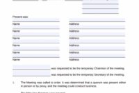 Board Of Directors Meeting Minutes Template