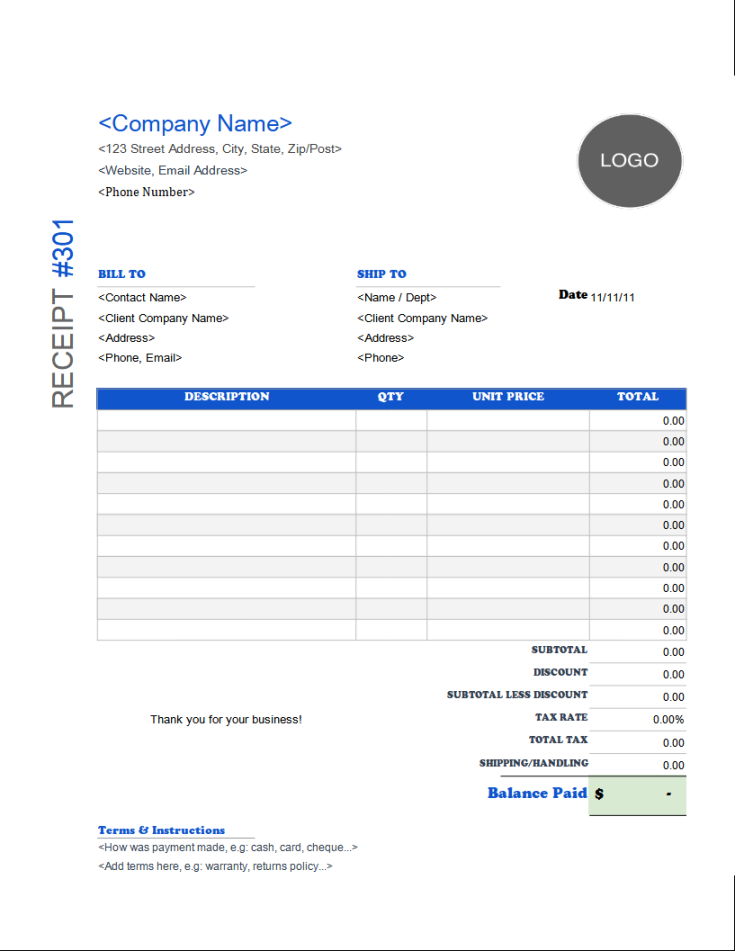 Free Receipt Templates