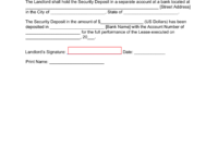 Rental Security Deposit Receipt Template