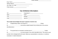 Private Car Sale Receipt Template