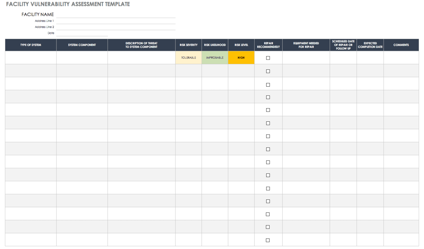 Free Vulnerability Assessment Templates  Smartsheet