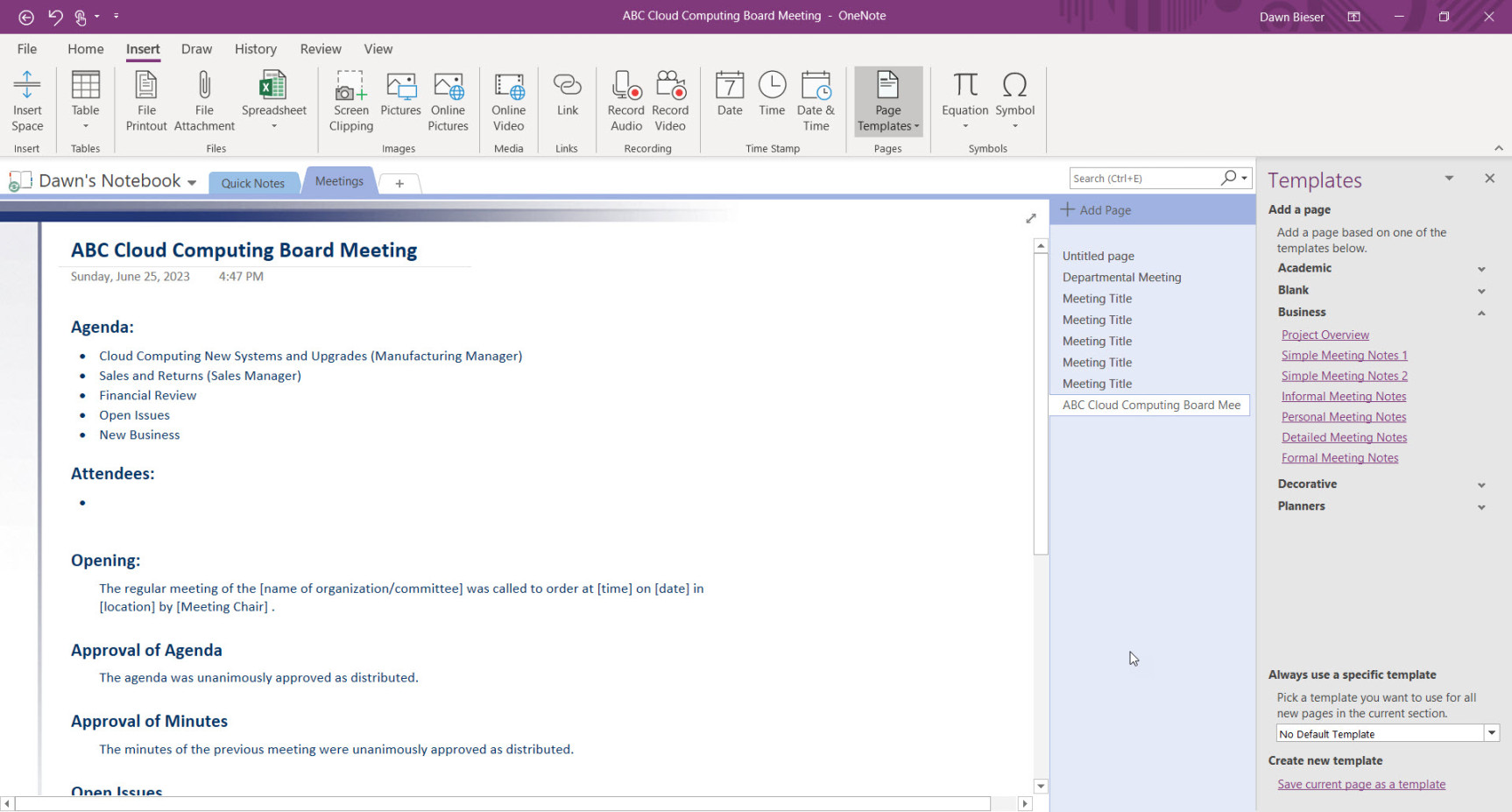 How to Create a Meeting Agenda using OneNote - Office Skills Training