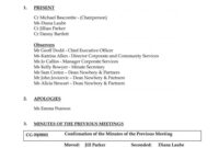 Informal Meeting Minutes Template