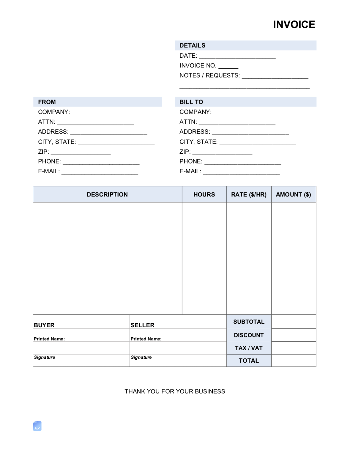 Invoice with Signature Template  Invoice Maker