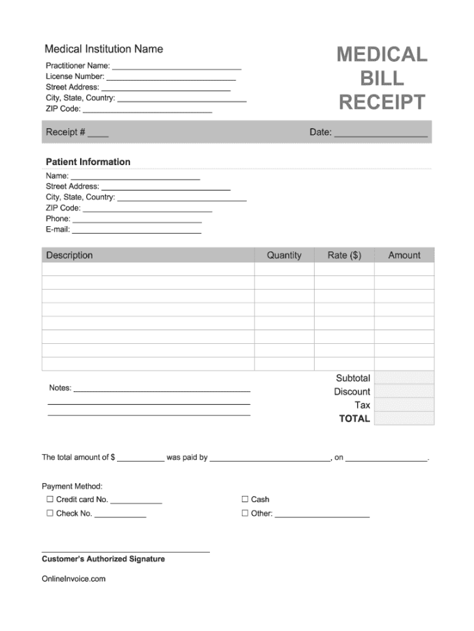 Medical Receipt Template - Fill Online, Printable, Fillable, Blank