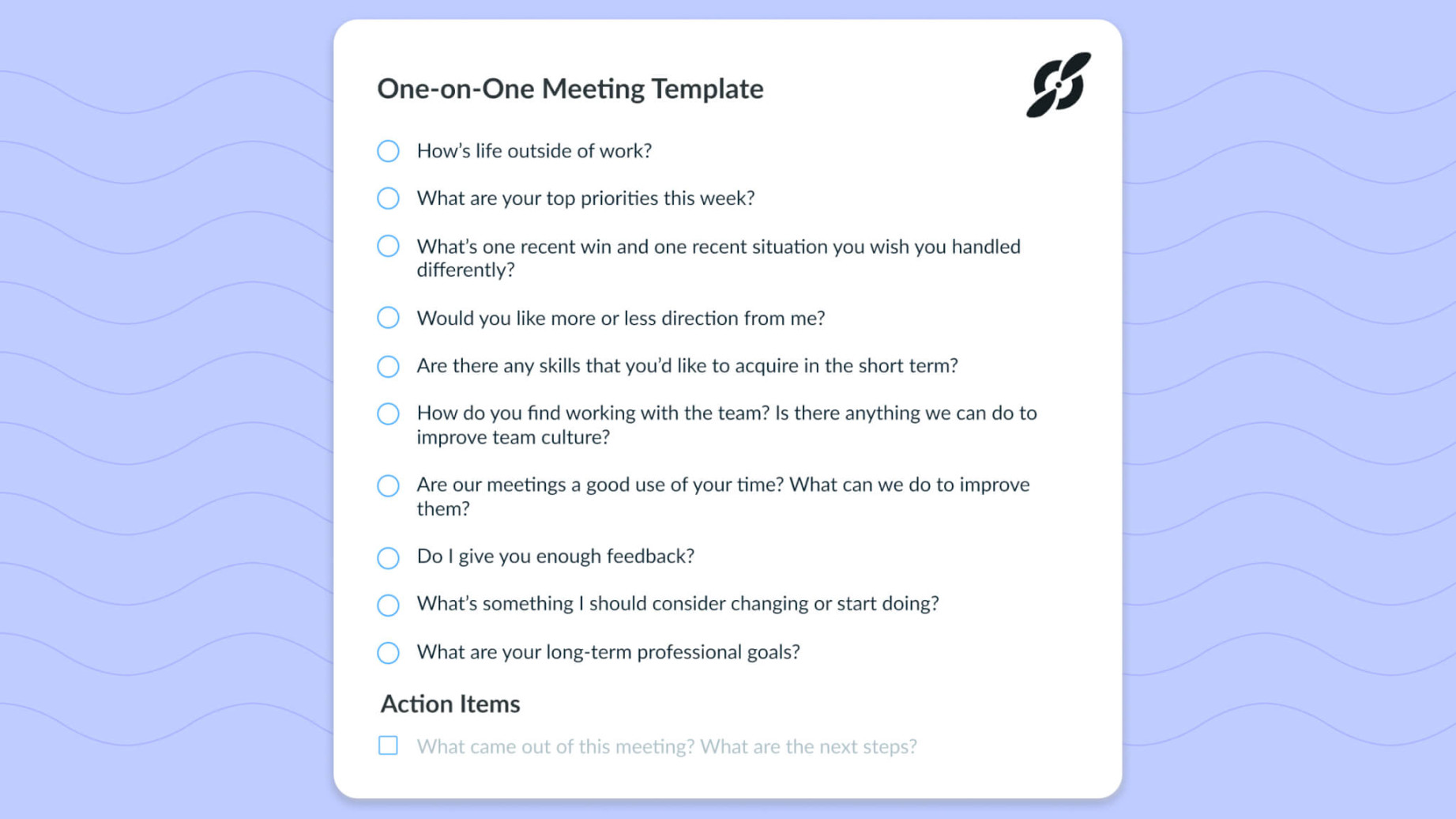 One-on-One Meeting Agenda Template - Sample Template Ideas