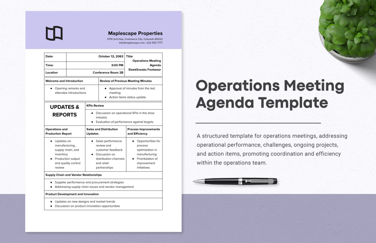 Operations Meeting Agenda Template in Word, PDF, Google Docs