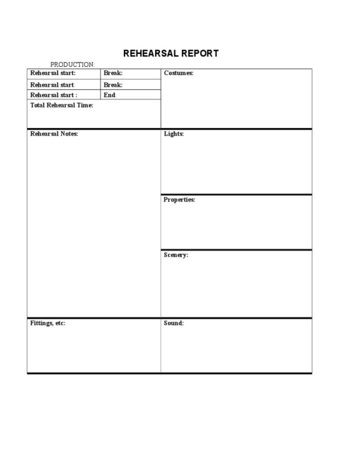 Rehearsal Report Template  PDF