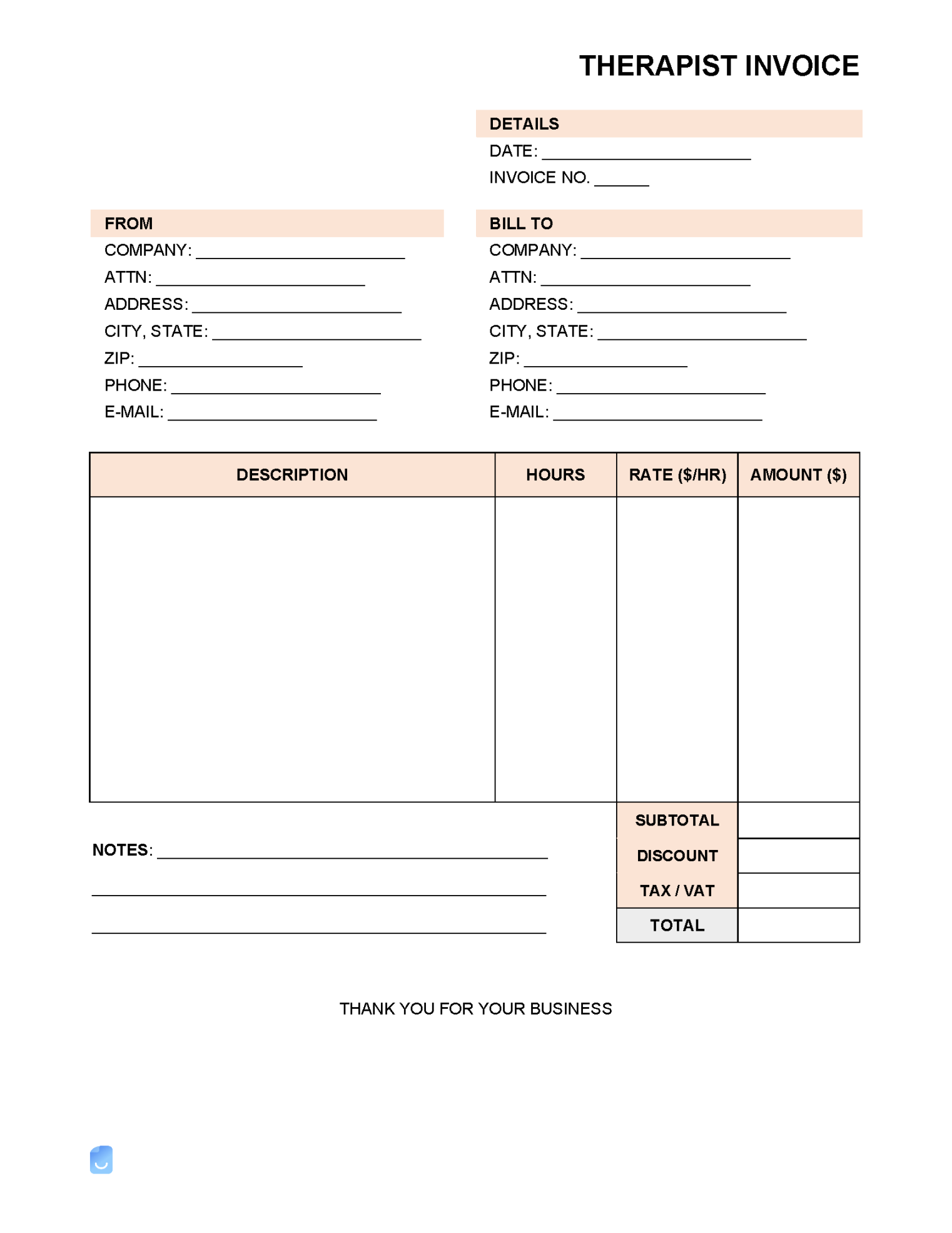 Therapist Invoice Template  Invoice Maker