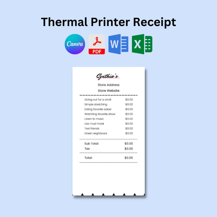 Thermal Printer Receipt Template Blank Printable [Pdf, Word]